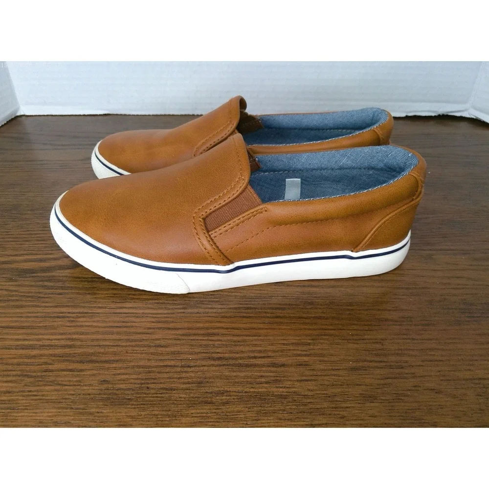 comfortable Cat & Jack Boys Enzo Slip-On Casual Sneakers in Cognac Brown